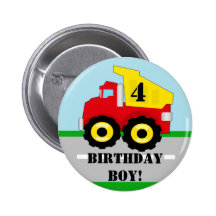 Kids Construction Dumpruck Custom Button
