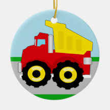 Kids Construction Dumptruck Christmas Ornaments