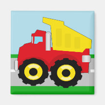 Kids Construction Dumptruck Refrigerator Magnets