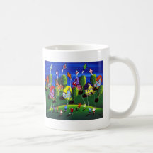Kids Flying Kites Folk Art Mug