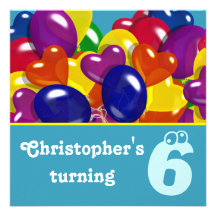 Kids party balloons any age personalised invite