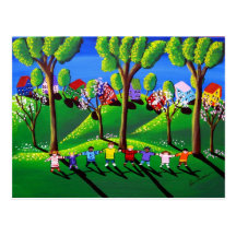 Kids Play Red Rover Post Card