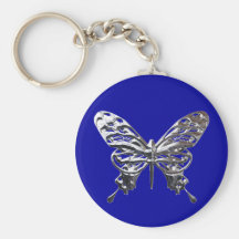 KiereChromeButterflies2blue Keychain