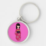 Kimono Girl Sakura Pink Cartoon Keychains