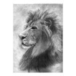 King of the Jungle, Hand drawn Lion in Graphite Custom Invitations