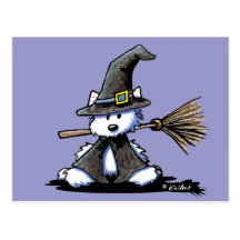 KiniArt Halloween Westie Witch Post Card