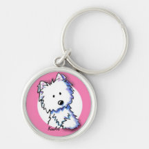 KiniArt Westie on Pink Keychain