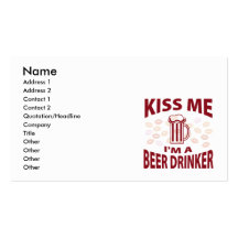 Kiss Me I'm A Beer Drinker Business Card Template