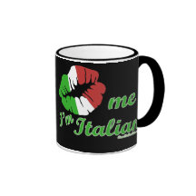 Kiss Me I'm Italian Black Background Mug