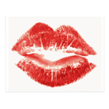 Kiss me quick, red lips postcard