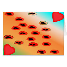 Kisses Flying Towards Hearts Greeting Card