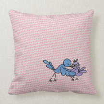 Kissing Birds Pillow in Pink