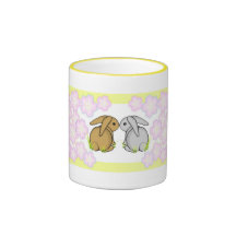 Kissing Bunnies - Brown & Grey Coffee Mug