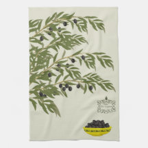 Kitchen towel with olives