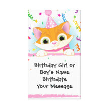Kitten Birthday Memento Stretched Canvas Prints