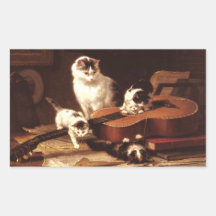 Kittens and Guitar Rectangular Sticker