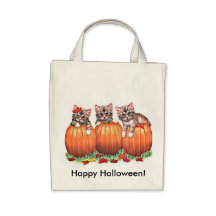 Kittens on Pumpkins for Halloween Bags