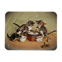 Kitties Making Christmas Pudding Magnet