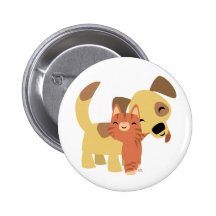 Kitty & Doggy cartoon button badge
