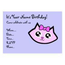 Kitty head  Birthday invitation Business Card Template