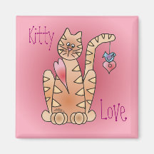 KITTY LOVE & BLUEBIRD by SHARON SHARPE Refrigerator Magnets