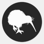 Kiwi Silhouette Round Stickers