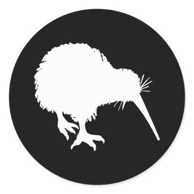 Kiwi Silhouette Round Stickers by silhouette_emporium