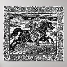Knight on Horseback Illustration Poster
