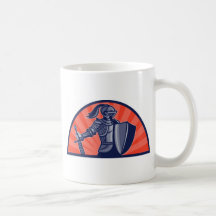 knights templar with sword and shield mug