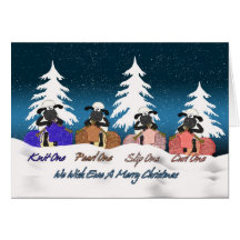 knitting sheep christmas greeting card - we wish e
