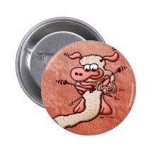 Knitting Sheep Pinback Button