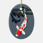 Kohaku Koi in Decorative Pond Plants Christmas Ornament