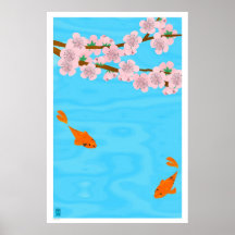 Koi and Sakura Print