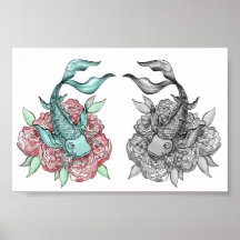 Kois in Roses Canvas Print