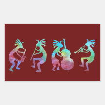 Kokopelli Jazz Quartet Rectangle Stickers