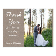 Kraft Wedding Thank You Post Card