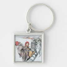 Kristi with Nisse on Sleigh Key Chains