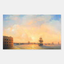 Kronstadt Fort Emperor Alexander  Ivan Aivazovsky Rectangular Stickers