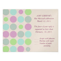 KRW Custom Modern Spots Bat Mitzvah Response Card Personalised Invitation