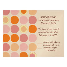 KRW Custom Modern Spots Bat Mitzvah Response Card Invitation