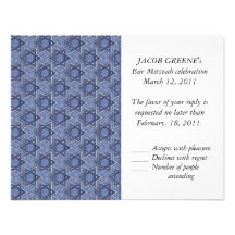 KRW Custom Star of David Bar Mitzvah Response Card Personalised Announcements