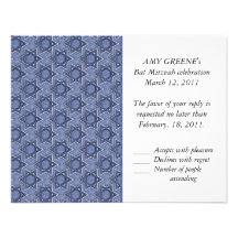 KRW Custom Star of David Bat Mitzvah Response Card Personalized Invitation
