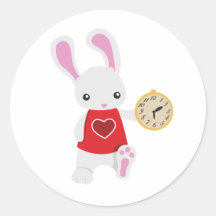 KRW Cute Wonderland White Rabbit Round Stickers