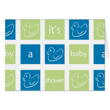KRW Green Blue Blocks Custom Baby Shower Greeting Card