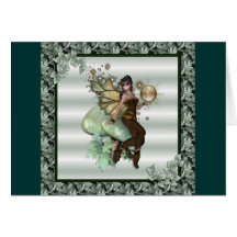 KRW Green Leaf Faery Greeting Cards
