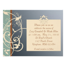 KRW Modern Blue Floral Wedding Invitation