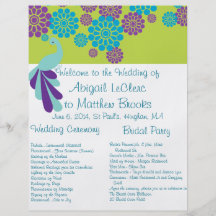 KRW Peacock Floral Custom Wedding Program Flyer Design