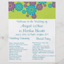 KRW Peacock Floral Custom Wedding Program Custom Flyer