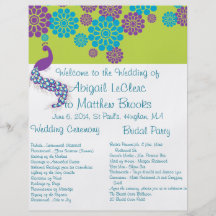 KRW Peacock Floral Custom Wedding Program Flyer