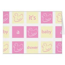 KRW Pink and Yellow Blocks Custom Baby Shower Greeting Card
